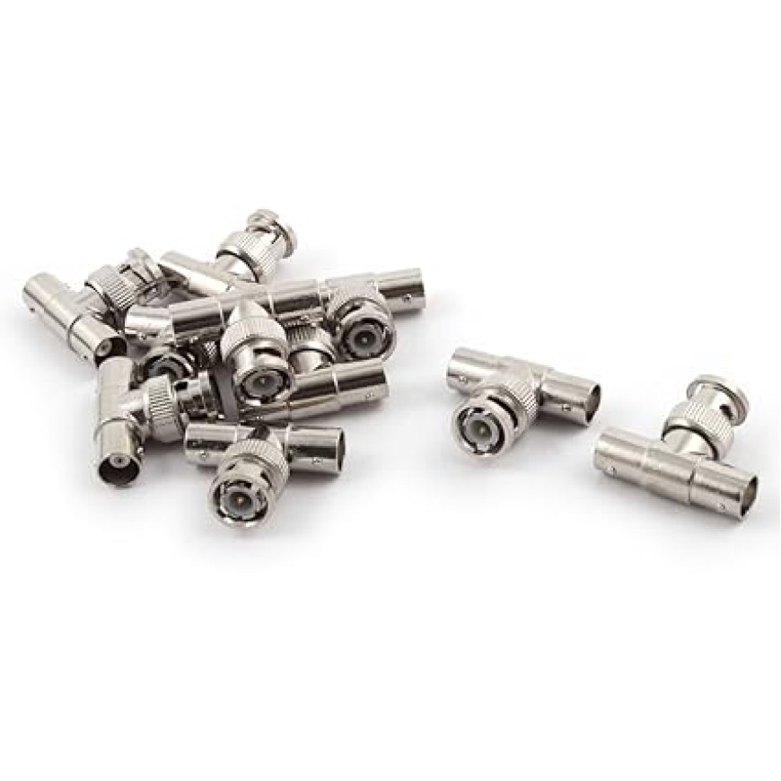 Generic Metal BNC Male to Double BNC Female T Connector Adapter Splitter 2pcs