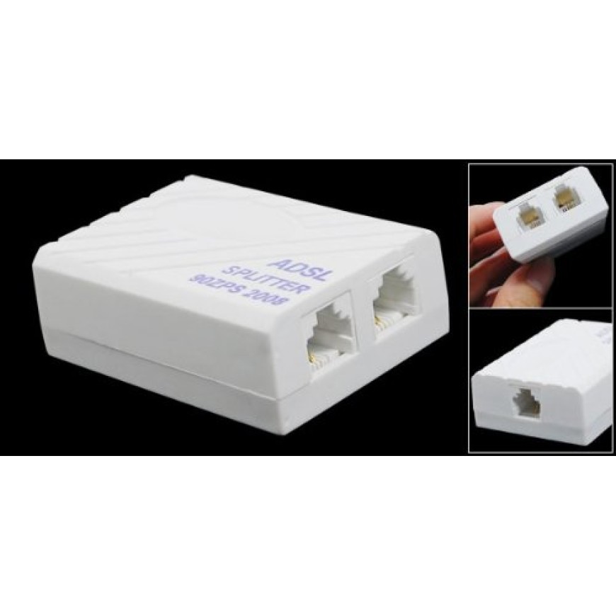 Generic Rectangle Phone ADSL Modem RJ11 Splitter Filter for Landline Telephone, White