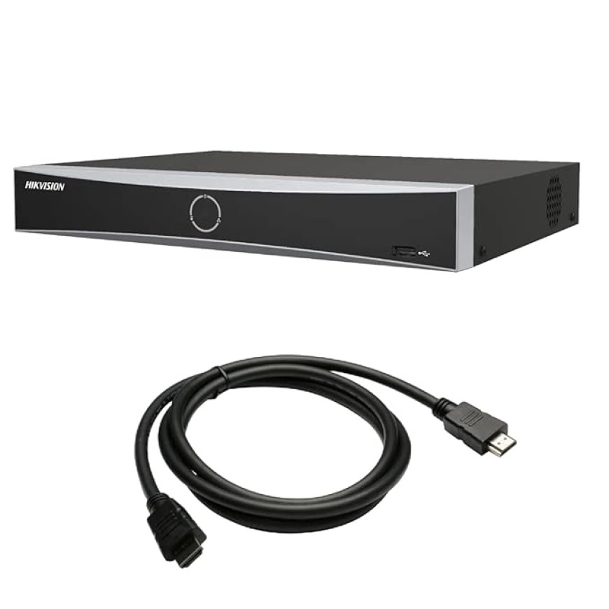 Hikvision 16 Channel 8MP 4K NVR [DS-7616NXI-K1] for IP Network CCTV Cameras with USEWELL HDMI, Black
