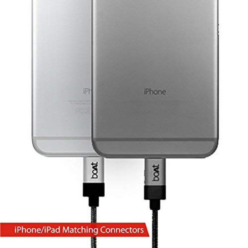 boAt LTG 500 Apple MFI Certified for iPhone, iPad and iPod 2Mtr Data Cable(Space Grey)