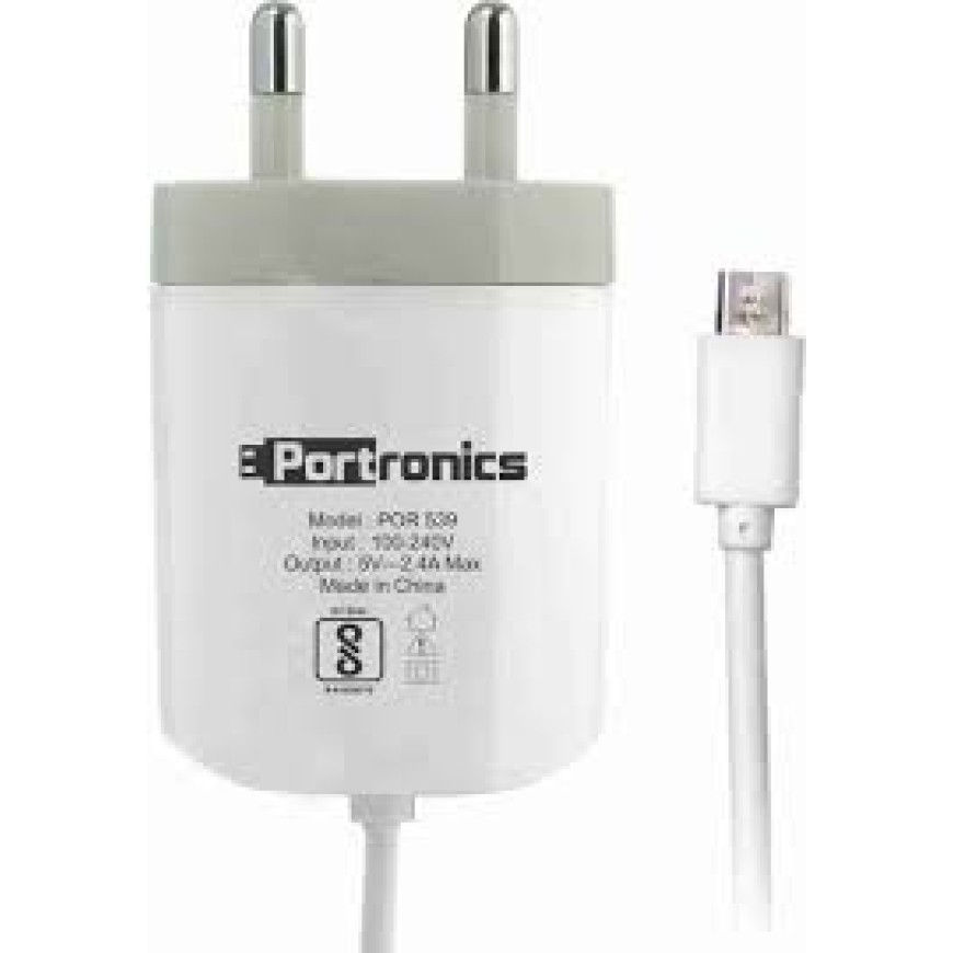 Portronics Mobile Charger with Detachable Cable (White)