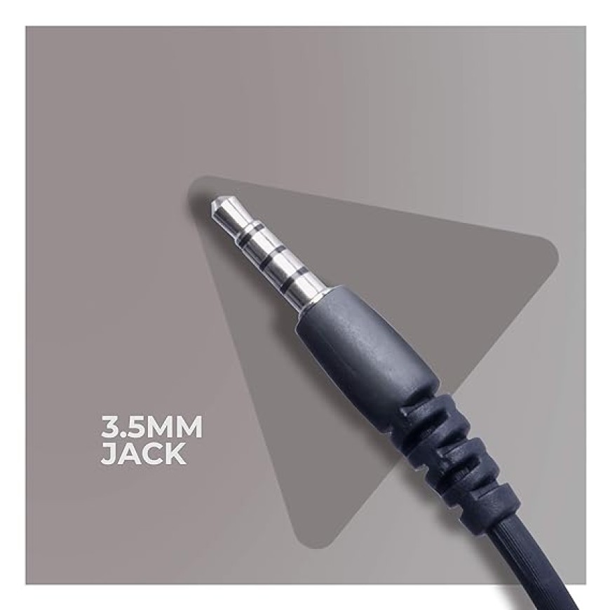 Zebronics Zeb Bolt - Wired Headphone with 3.5mm Audio Input Jack for Mobile Phone / Tablet, adjustable Headband / Mic, 1.9M Cable, Volume Control Pod